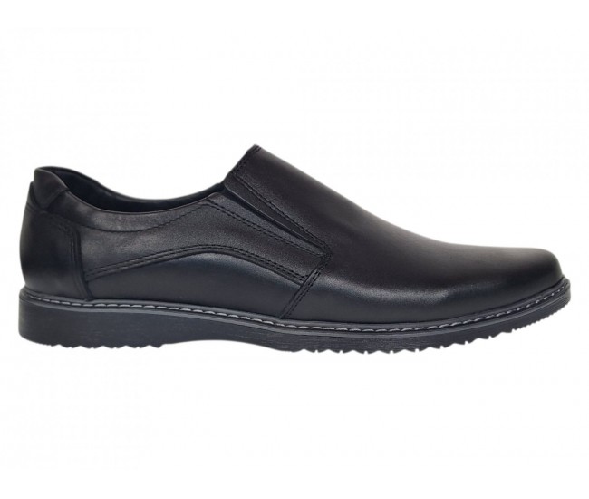 Pantofi barbati negri casual din piele naturala fara siret - De Suceava SP217ELN