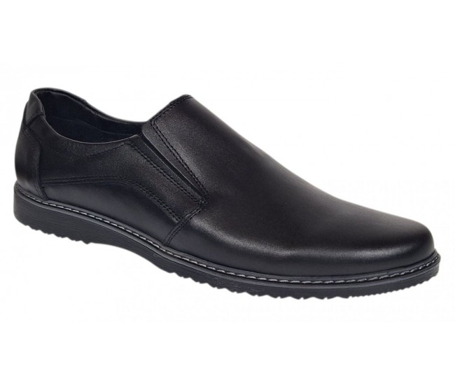 Pantofi barbati negri casual din piele naturala fara siret - De Suceava SP217ELN