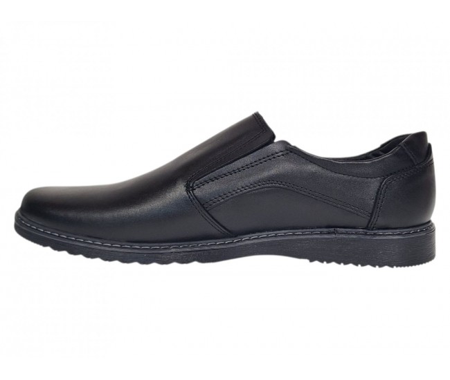 Pantofi barbati negri casual din piele naturala fara siret - De Suceava SP217ELN