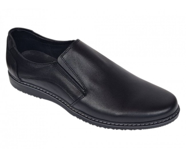 Pantofi barbati negri casual din piele naturala fara siret - De Suceava SP217ELN