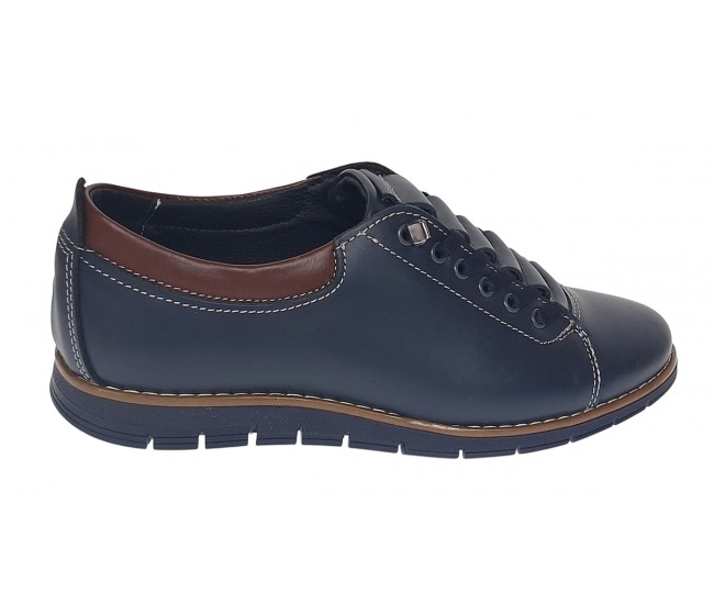 Pantofi casual barbati din piele naturala - Model Markus AS Bleumarin - Maro