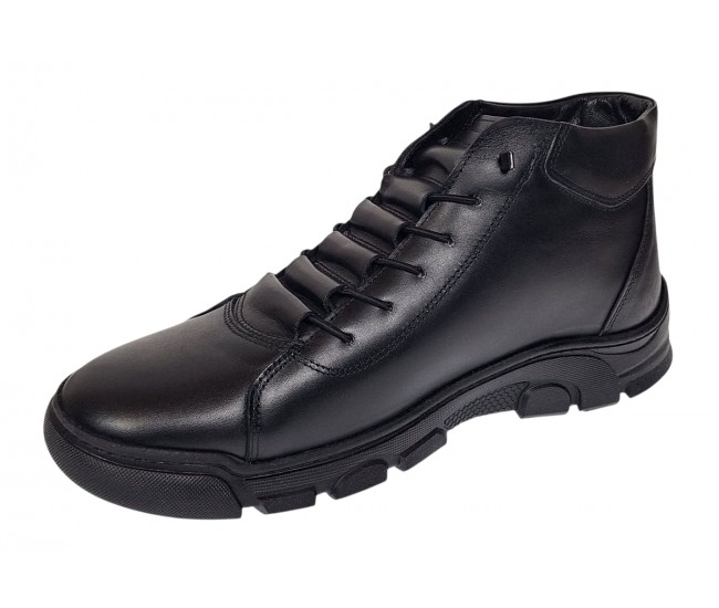 Ghete barbati din piele naturala de culoare neagra imblanite SPORT23N