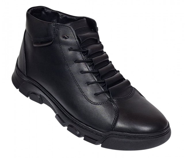 Ghete barbati din piele naturala de culoare neagra imblanite SPORT23N