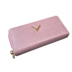 Portofel dama din piele ecologica, cu doua fermoare - Viktoria Roz