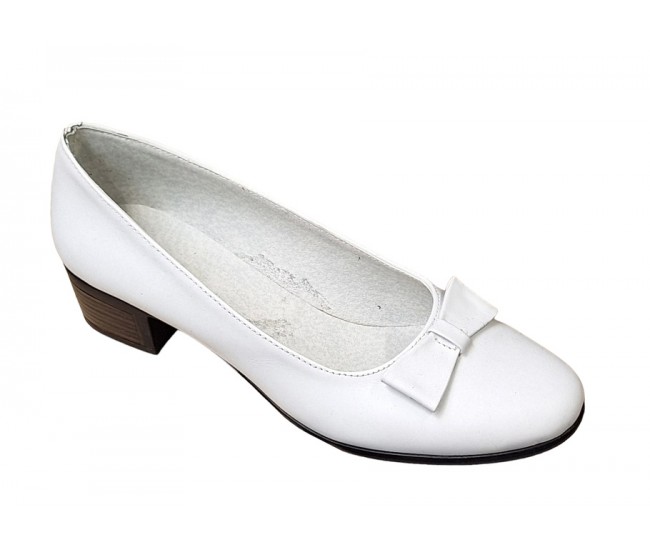 Pantofi dama casual din piele naturala , alb - STD21A