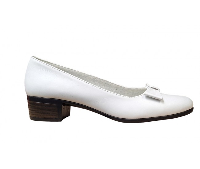 Pantofi dama casual din piele naturala , alb - STD21A