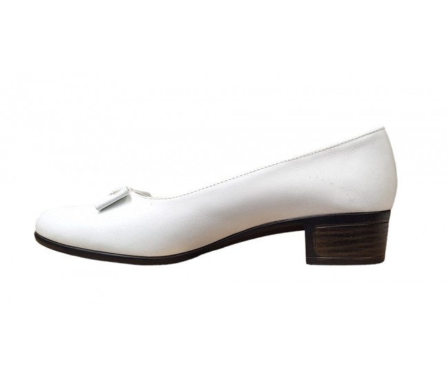 Pantofi dama casual din piele naturala , alb - STD21A