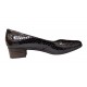 Pantofi dama casual din piele naturala Negru Croco Lac - STD24CRN