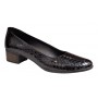 Pantofi dama casual din piele naturala Negru Croco Lac - STD24CRN