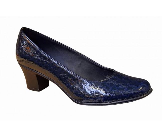Pantofi dama casual din piele naturala LAC Croco, Bleumarin - STD25CRBL