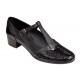 Pantofi dama cu bareta pentru dans - Model Negru din piele naturala Croco STD25CRN