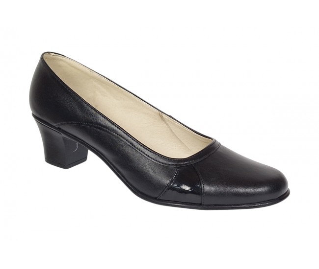 Pantofi dama casual din piele naturala Negru Box - STD34N