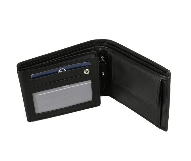 Portofel negru, pentru barbati, din piele naturala, STW1200-261-23 Portofel negru, pentru barbati, din piele naturala, STW1200-261-23
