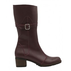 Cizme dama imblanite din piele naturala cu fermoar Tanya Bordeaux T215VISP