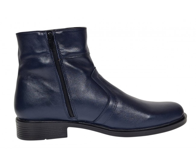 Ghete barbati office elegante din piele naturala cu fermoar Bleumarin TANCABL