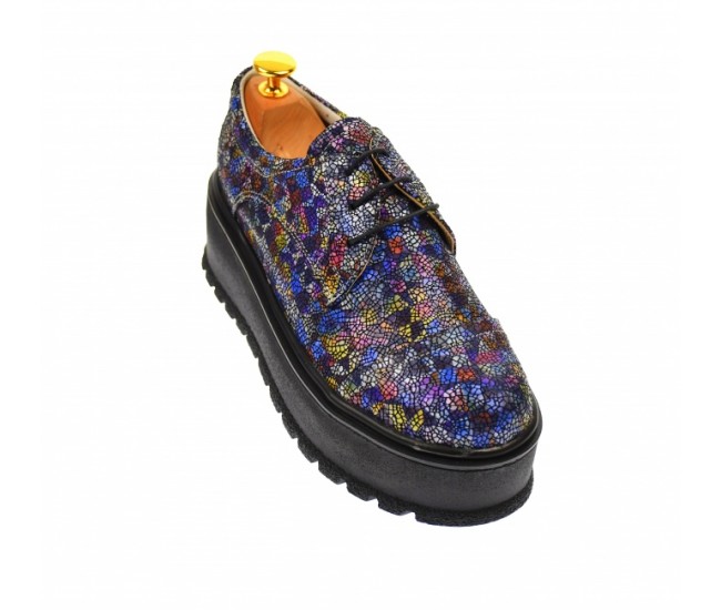 Pantofi dama cu  talpa groasa casual, 4 cm, mozaic - TCC4MO
