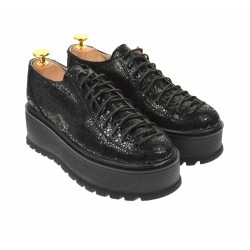 Pantofi dama cu  talpa groasa casual , 4 cm, negri - TCC4N