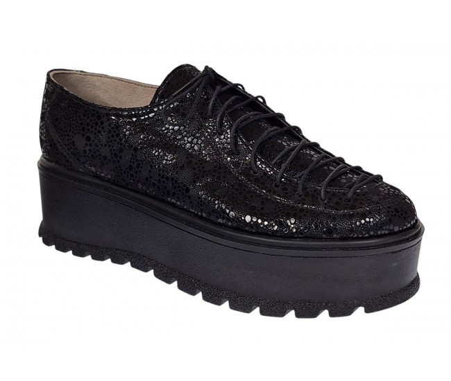 Pantofi dama casual cu platforme de 5 cm - Model Negru TCC4NL