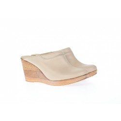 Saboti dama bej din piele naturala crem cu platforme de 7 cm - TEA19CREM