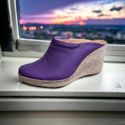 Saboti dama rosii din piele naturala, platforme de 7 cm - TEA19MOV