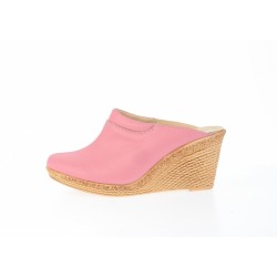 Saboti dama roz din piele naturala, platforme de 7 cm - TEA19ROZ
