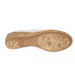 Saboti dama albi din piele naturala cu platforme de 5 cm TEA5A