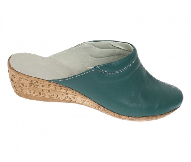 Saboti damă verzi din piele naturală, cu talpă tip pană și design slip-on comod – TEA5V