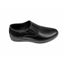 Pantofi barbati casual, din piele naturala, Negru cu elastic - CIUCALETI SHOES - TENBOXMARIOEN