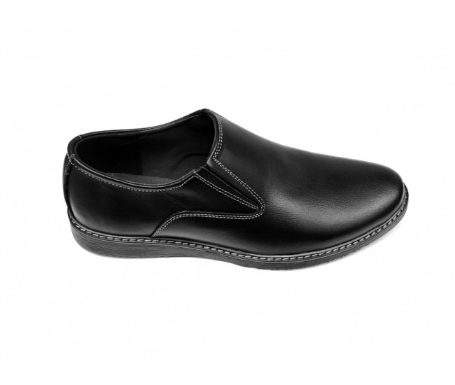 Pantofi barbati casual, din piele naturala, Negru cu elastic - CIUCALETI SHOES - TENBOXMARIOEN