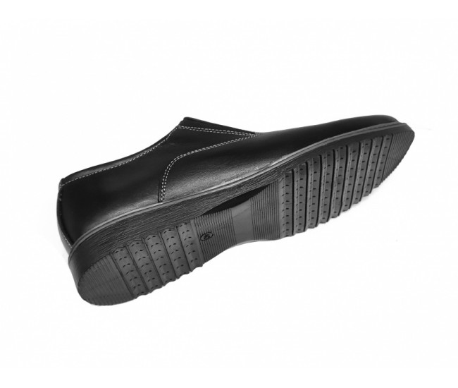 Pantofi barbati casual, din piele naturala, Negru cu elastic - CIUCALETI SHOES - TENBOXMARIOEN