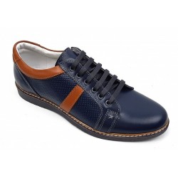 Pantofi barbati casual din piele naturala, bleumarin, TENMARIOBLM