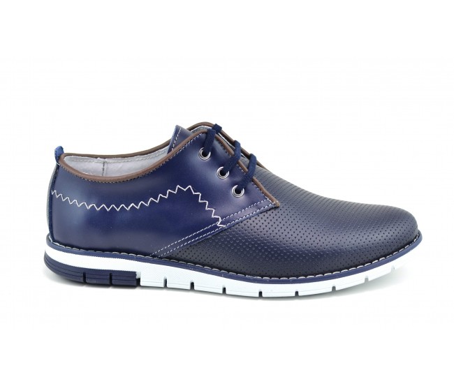 Oferta 40, 42 Pantofi barbati sport din piele naturala bleumarin Yanis Blue Confort 