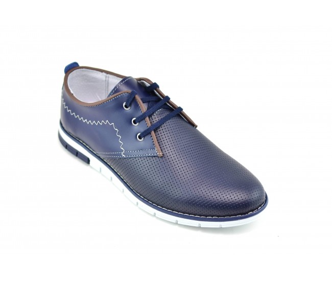 Oferta 40, 42 Pantofi barbati sport din piele naturala bleumarin Yanis Blue Confort 