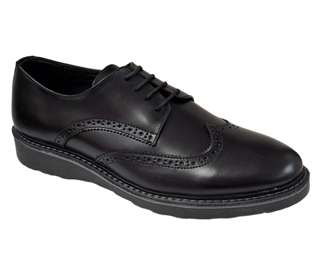 Pantofi barbati, casual, din piele naturala, Negru, TEST199NS