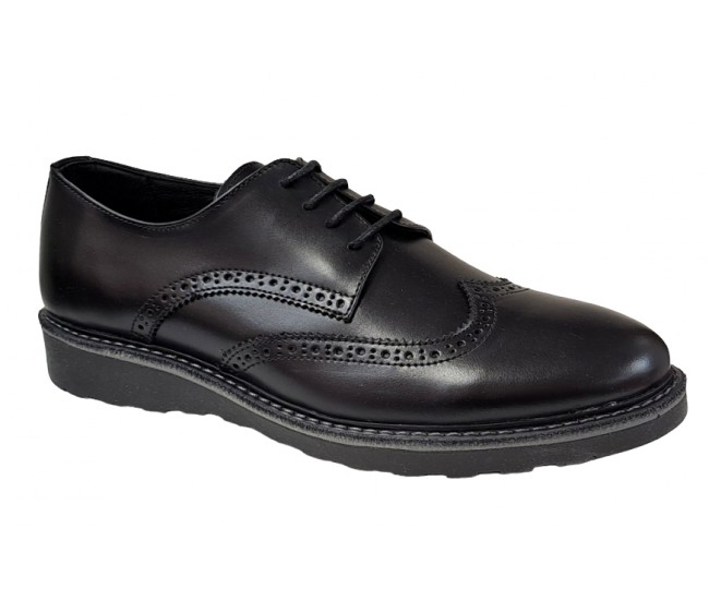 Pantofi barbati, casual, din piele naturala, Negru, TEST199NS