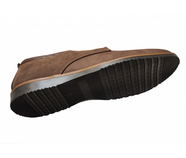 Pantofi barbati casual din piele naturala, maro bufo, TEST20