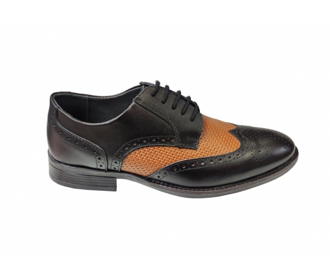 Pantofi barbati casual, din piele naturala Negru si Maro, CIUCALETI