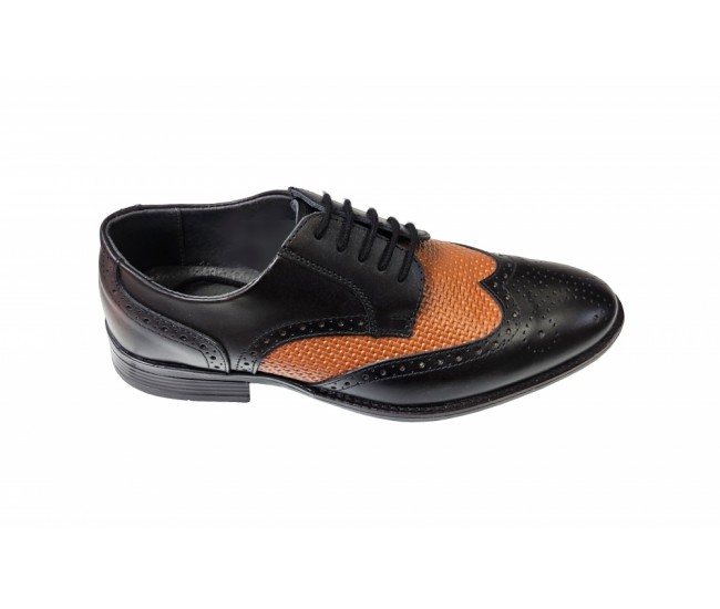 Pantofi barbati casual, din piele naturala Negru si Maro, CIUCALETI