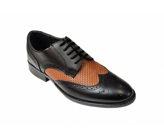 Pantofi barbati casual, din piele naturala Negru si Maro, CIUCALETI