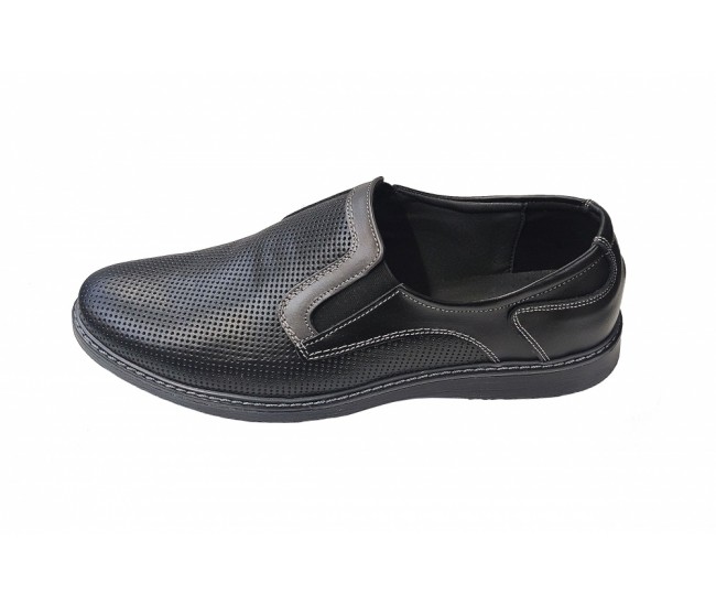 Pantofi barbati casual, din piele naturala, negru, CIUCALETI SHOES - TEST30