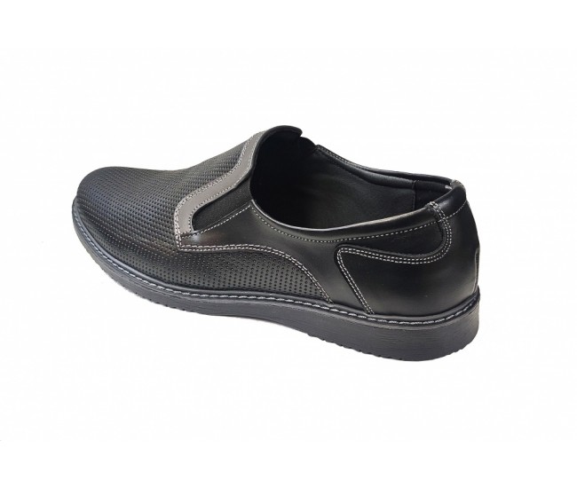 Pantofi barbati casual, din piele naturala, negru, CIUCALETI SHOES - TEST30