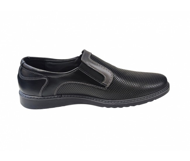 Pantofi barbati casual, din piele naturala, negru, CIUCALETI SHOES, TEST30
