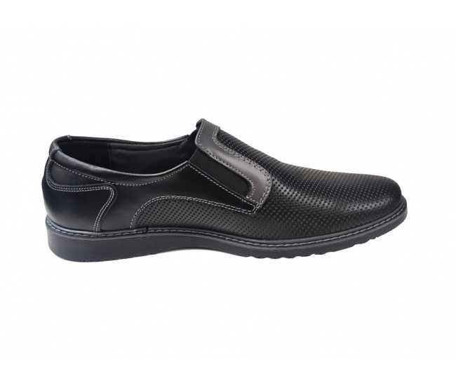 Pantofi barbati casual, din piele naturala, negru, CIUCALETI SHOES - TEST30