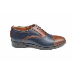 Pantofi barbati eleganti, din piele naturala, Maro - Albastru, CIUCALETI SHOES, TEST44