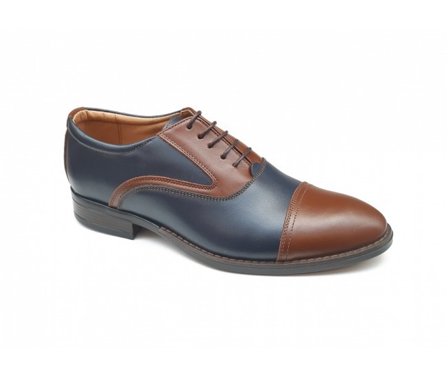 Pantofi barbati eleganti, din piele naturala, Maro - Albastru, CIUCALETI SHOES, TEST44