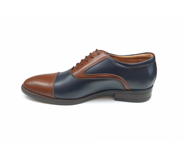 Pantofi barbati eleganti, din piele naturala, Maro - Albastru, CIUCALETI SHOES - TEST44