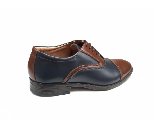 Pantofi barbati eleganti, din piele naturala, Maro - Albastru, CIUCALETI SHOES, TEST44