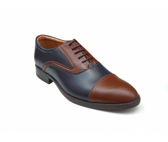 Pantofi barbati eleganti, din piele naturala, Maro - Albastru, CIUCALETI SHOES, TEST44