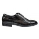 Pantofi barbati office, eleganti din piele naturala, Croco, Negru, LAC, TEST61NC