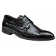 Pantofi barbati office, eleganti din piele naturala, Croco, Negru, LAC, TEST61NC